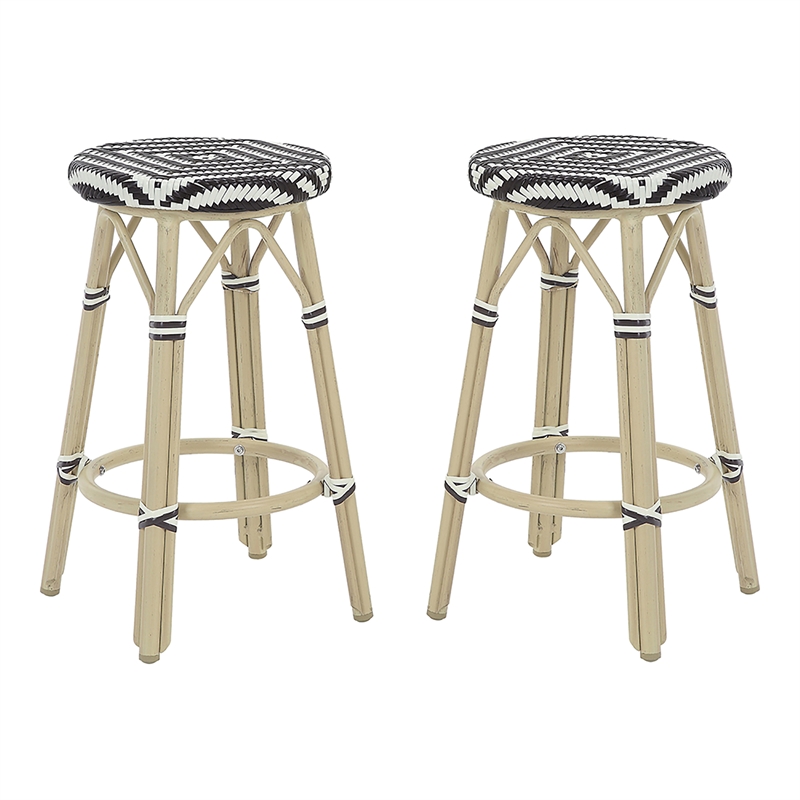 Furniture of America Binde Aluminum 26-inch Patio Barstool in Brown (Set of 2)