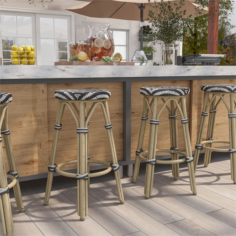 Furniture of America Binde Aluminum 26-inch Patio Barstool in Brown (Set of 2)