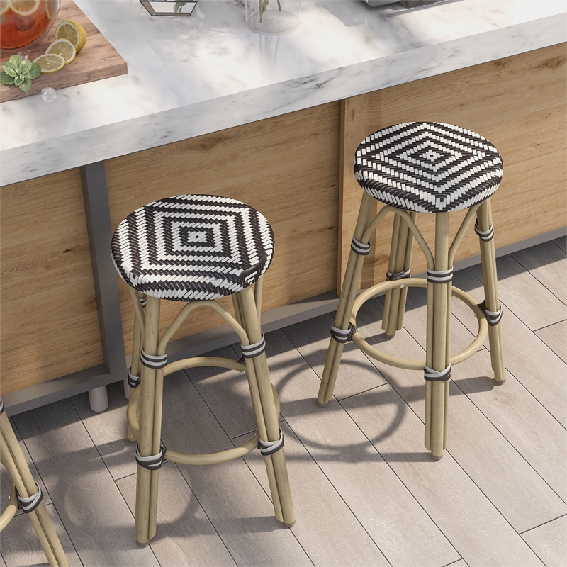 Furniture of America Binde Aluminum 26-inch Patio Barstool in Brown (Set of 2)