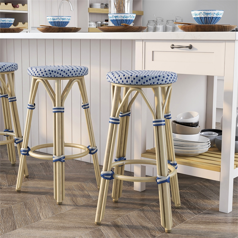 Furniture of America Binde Aluminum 26-inch Patio Barstool in Gray (Set of 2)