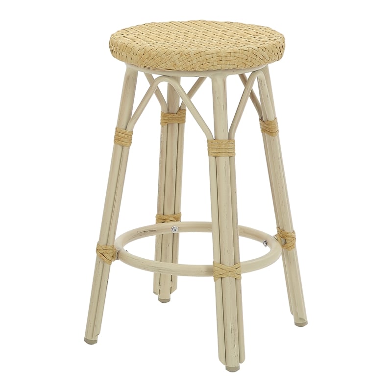 Furniture of America Binde Aluminum 26-inch Patio Barstool in Natural (Set of 2)