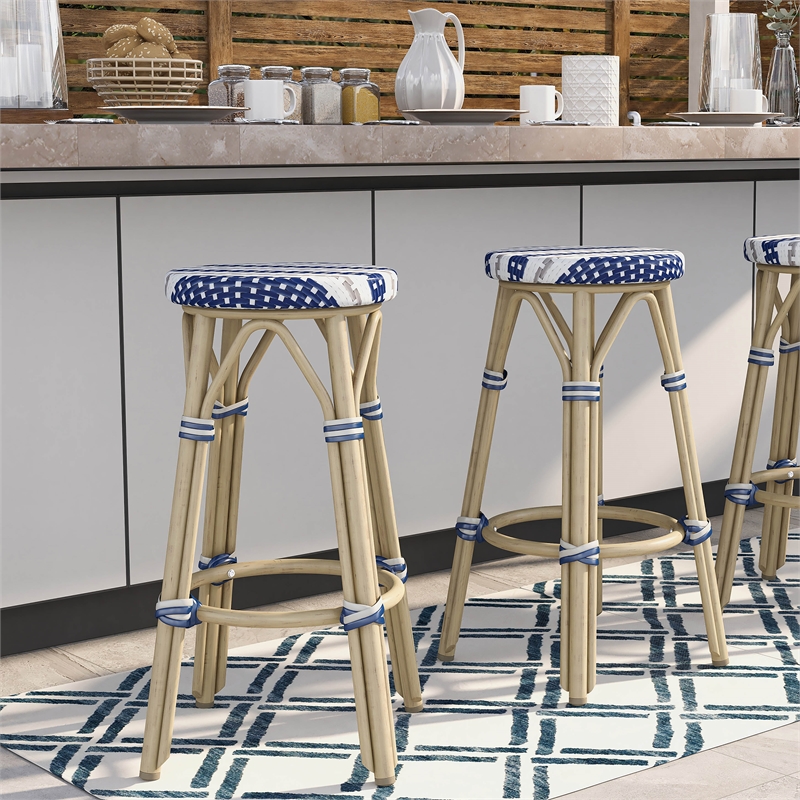 Furniture of America Binde Aluminum 26-inch Patio Barstool in Navy (Set of 2)