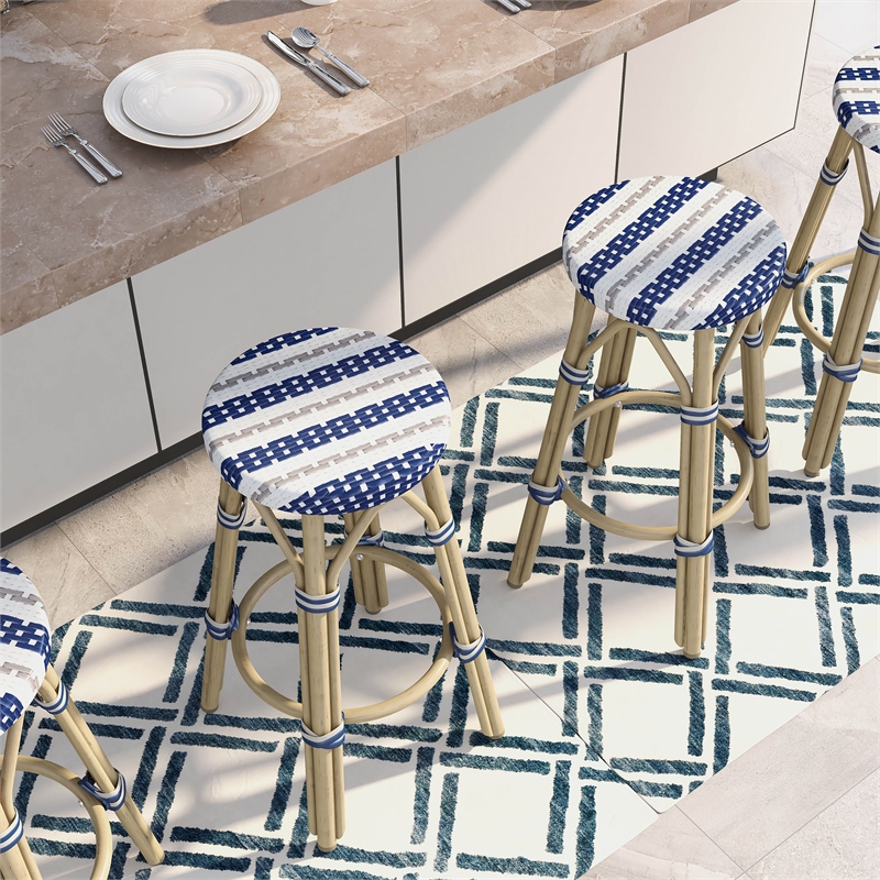 Furniture of America Binde Aluminum 26-inch Patio Barstool in Navy (Set of 2)