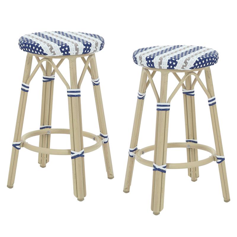 Furniture of America Binde Aluminum 26-inch Patio Barstool in Navy (Set of 2)