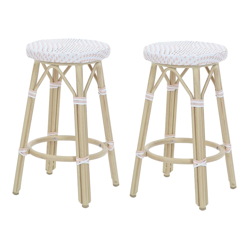 Furniture of America Binde Aluminum 26-inch Patio Barstool in White (Set of 2)