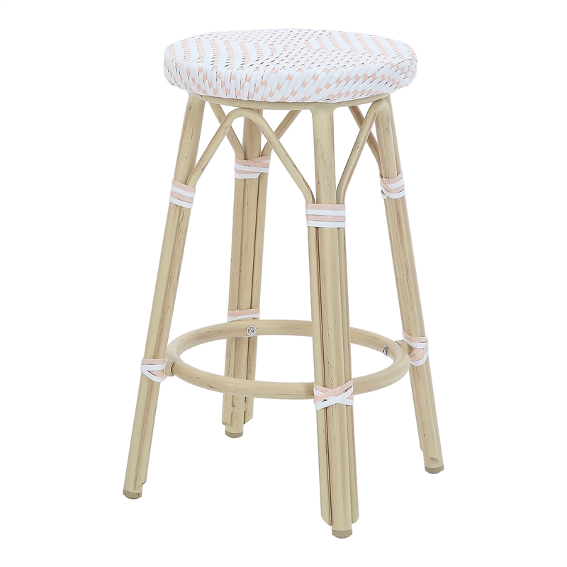 Furniture of America Binde Aluminum 26-inch Patio Barstool in White (Set of 2)