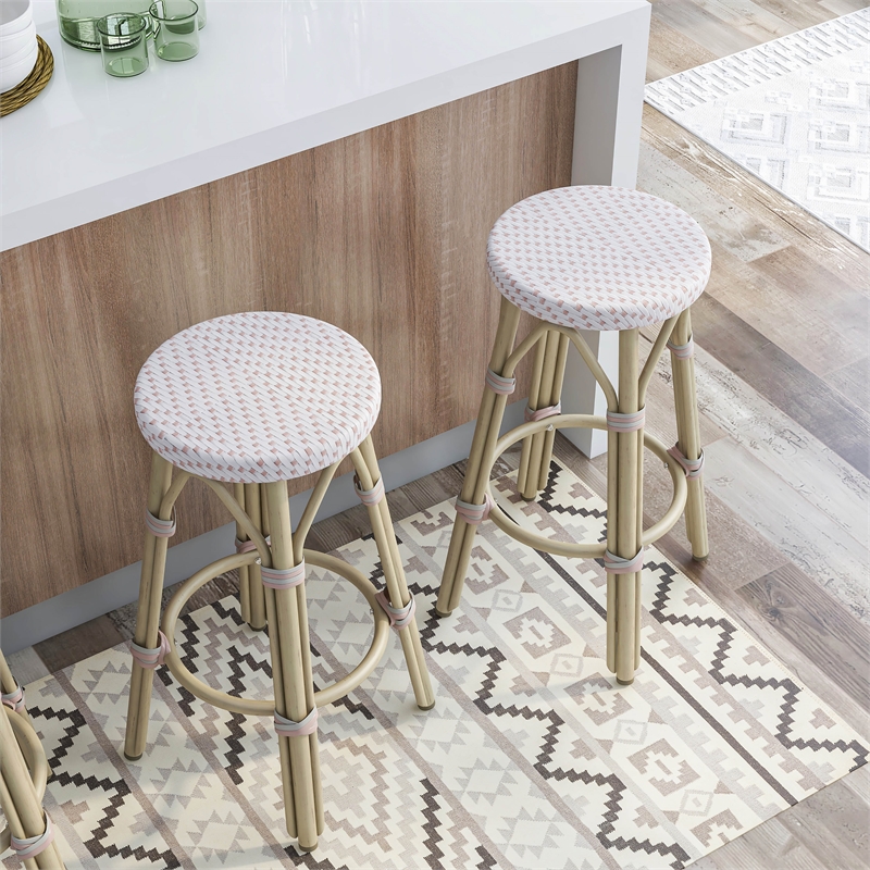 Furniture of America Binde Aluminum 26-inch Patio Barstool in White (Set of 2)