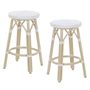 Furniture of America Binde Aluminum 26-inch Patio Barstool in White (Set of 2)
