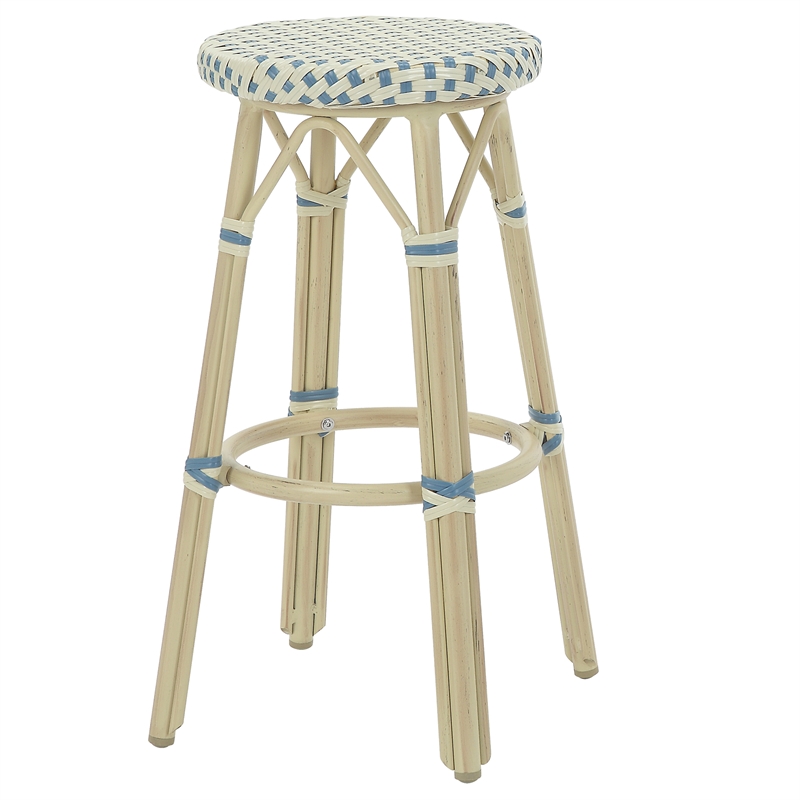 Furniture of America Binde Aluminum 30-inch Patio Barstool in Blue (Set of 2)