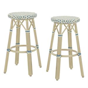 Furniture of America Binde Aluminum 30-inch Patio Barstool in Blue (Set of 2)