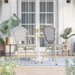 Furniture of America Misea Transitional Aluminum Patio Chair in Gray (Set of 2)