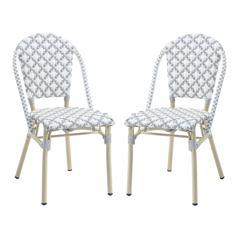 Furniture of America Misea Transitional Aluminum Patio Chair in Gray (Set of 2)