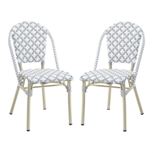 Furniture of America Misea Transitional Aluminum Patio Chair in Gray (Set of 2)