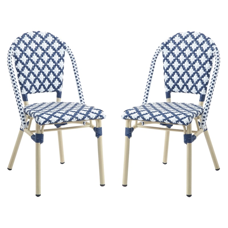 Furniture of America Misea Transitional Aluminum Patio Chair in Navy (Set of 2)