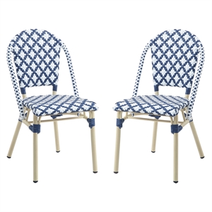 Furniture of America Misea Transitional Aluminum Patio Chair in Navy (Set of 2)