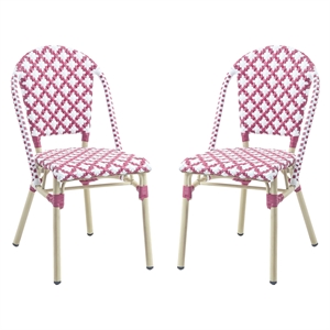 Furniture of America Misea Transitional Aluminum Patio Chair in Pink (Set of 2)