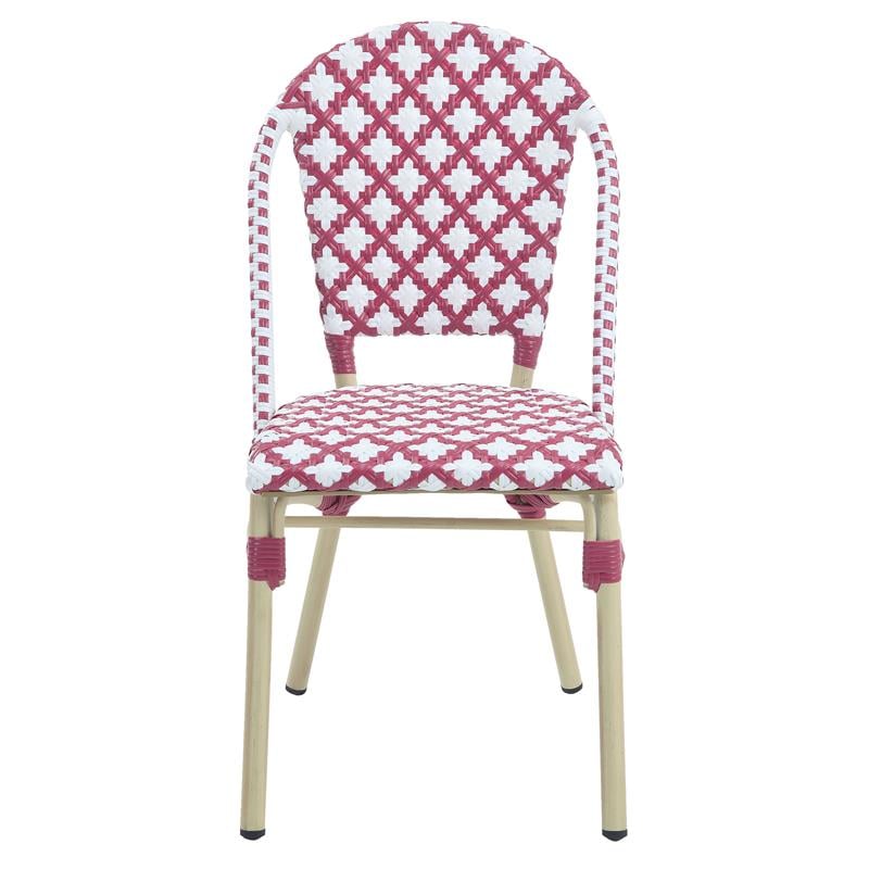 Furniture of America Misea Transitional Aluminum Patio Chair in Pink (Set of 2)