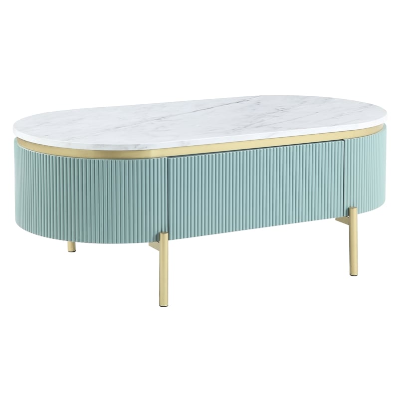 Furniture of America Timi Glam Wood 1-Drawer Coffee Table in Green