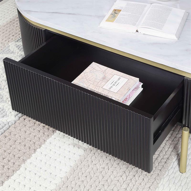 Furniture of America Timi Glam Wood 1-Drawer Coffee Table in Dark Walnut