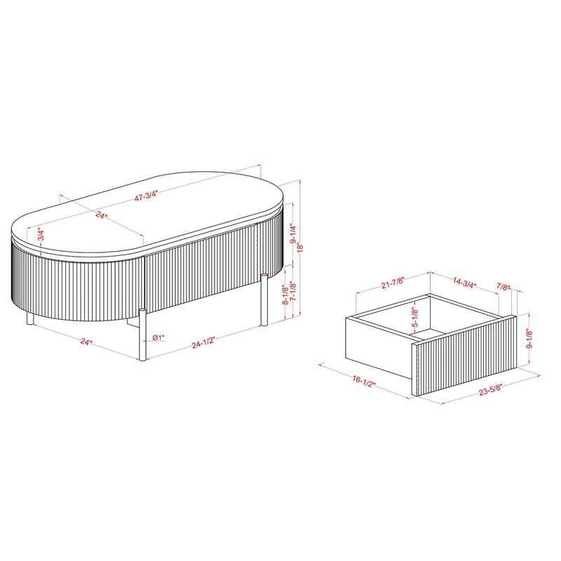 Furniture of America Timi Glam Wood 1-Drawer Coffee Table in Dark Walnut