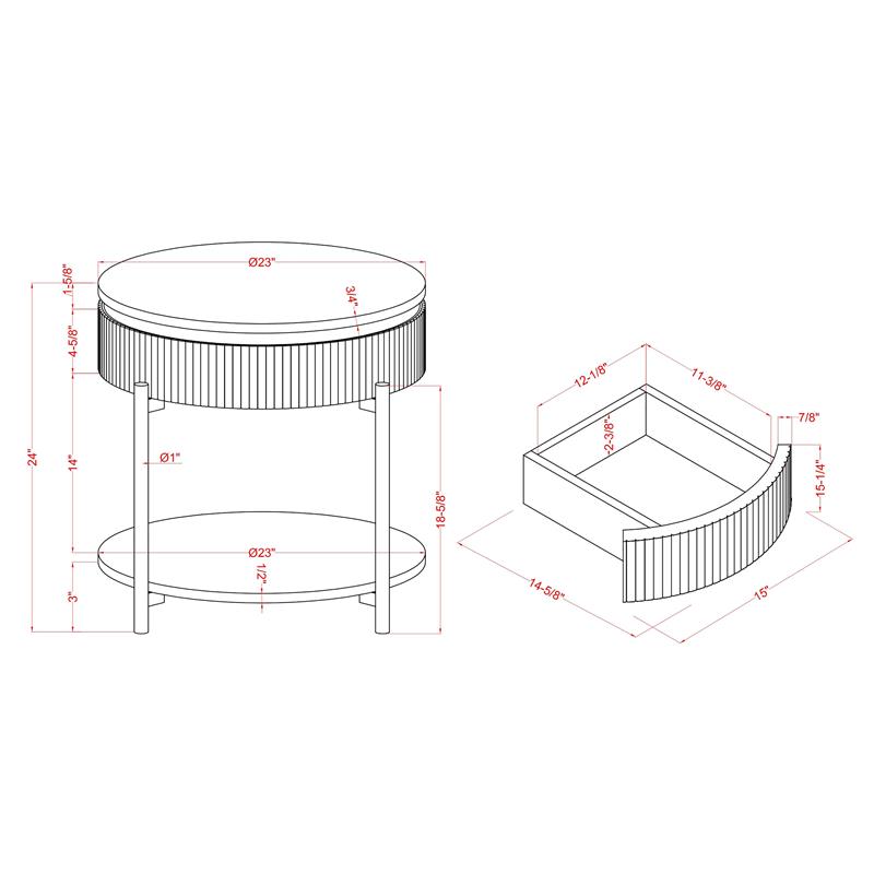 Furniture of America Timi Glam Wood 1-Drawer End Table in Dark Walnut