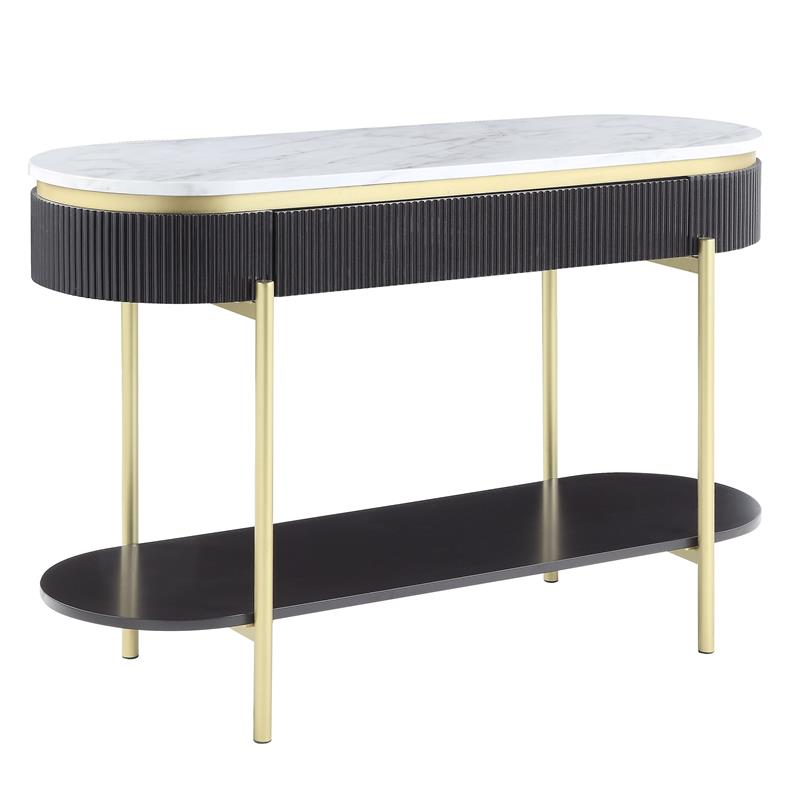 Furniture of America Timi Glam Wood 1-Drawer Console Table in Walnut