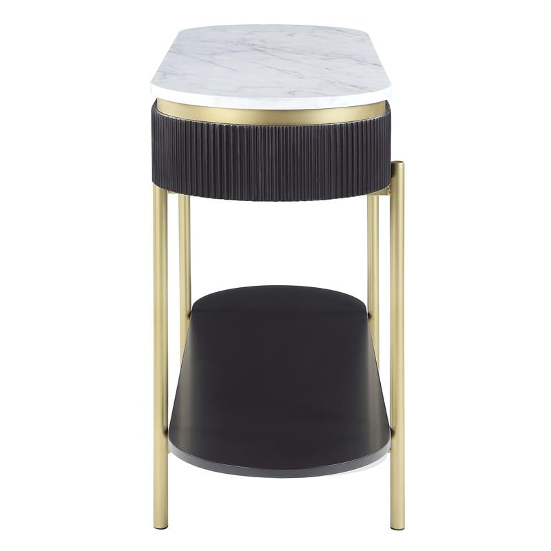 Furniture of America Timi Glam Wood 1-Drawer Console Table in Walnut