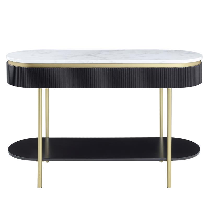 Furniture of America Timi Glam Wood 1-Drawer Console Table in Walnut