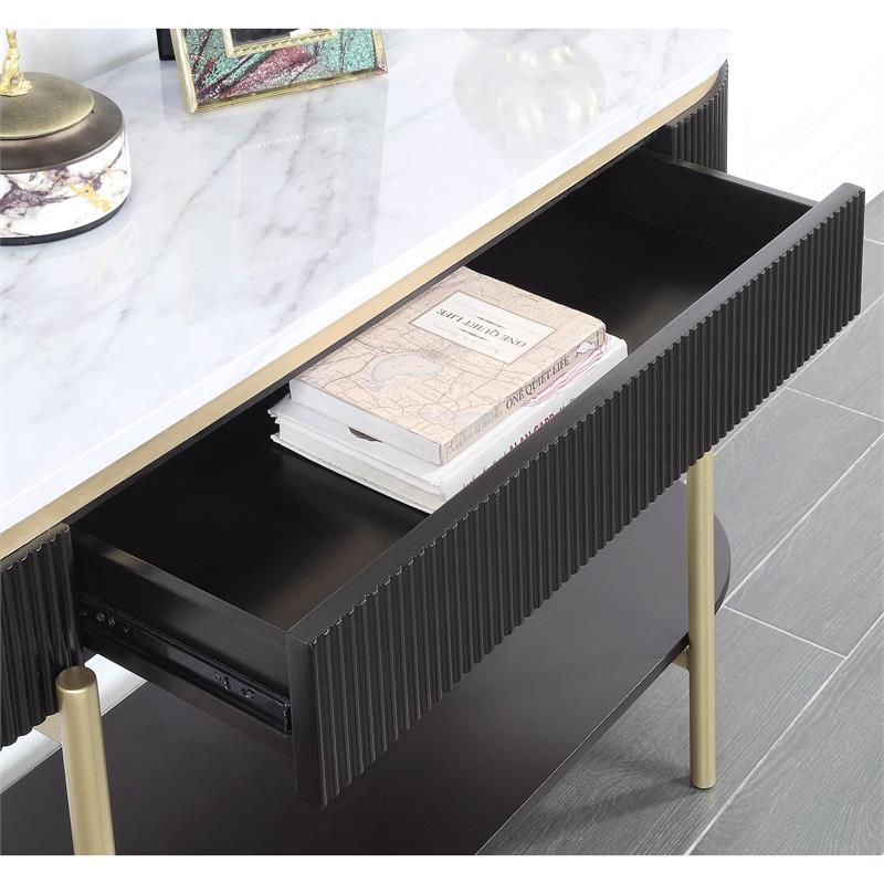 Furniture of America Timi Glam Wood 1-Drawer Console Table in Walnut