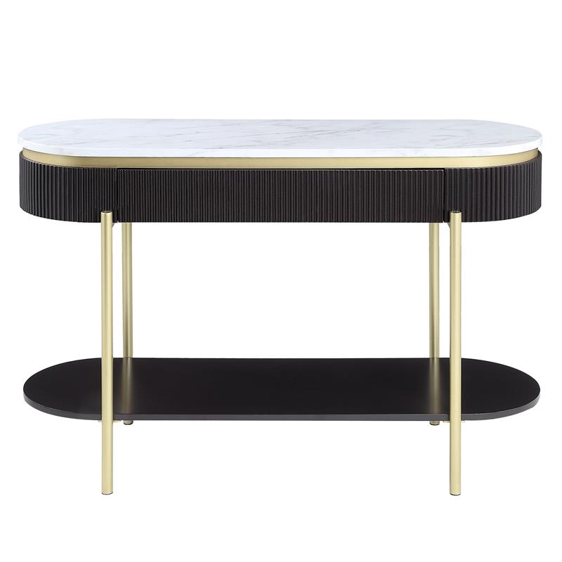 Furniture of America Timi Glam Wood 1-Drawer Console Table in Walnut