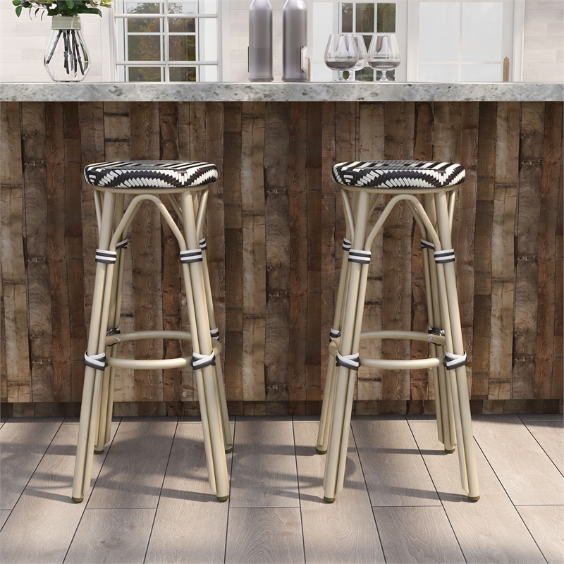 Furniture of America Binde Aluminum 30-inch Patio Barstool in Brown (Set of 2)