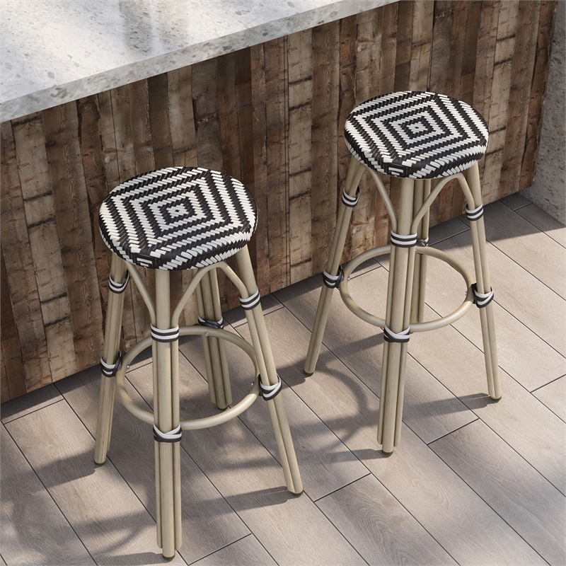 Furniture of America Binde Aluminum 30-inch Patio Barstool in Brown (Set of 2)