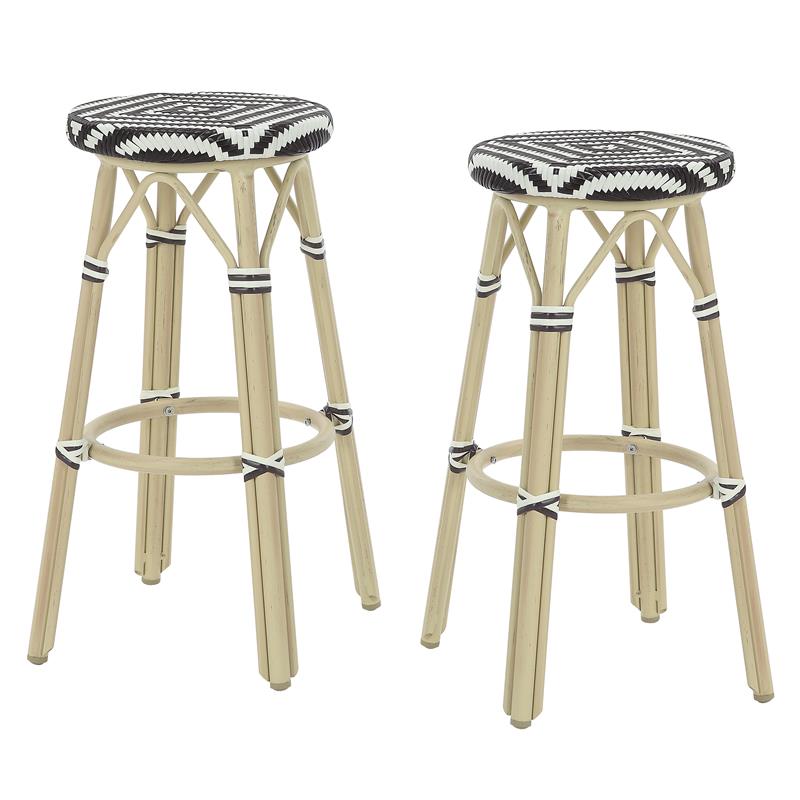 Furniture of America Binde Aluminum 30-inch Patio Barstool in Brown (Set of 2)