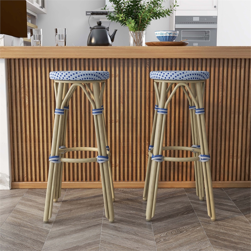 Furniture of America Binde Aluminum 30-inch Patio Barstool in Gray (Set of 2)