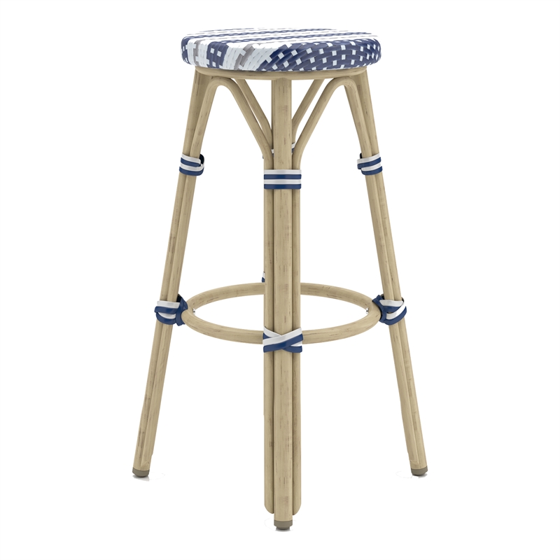 Furniture of America Binde Aluminum 30-inch Patio Barstool in Navy (Set of 2)