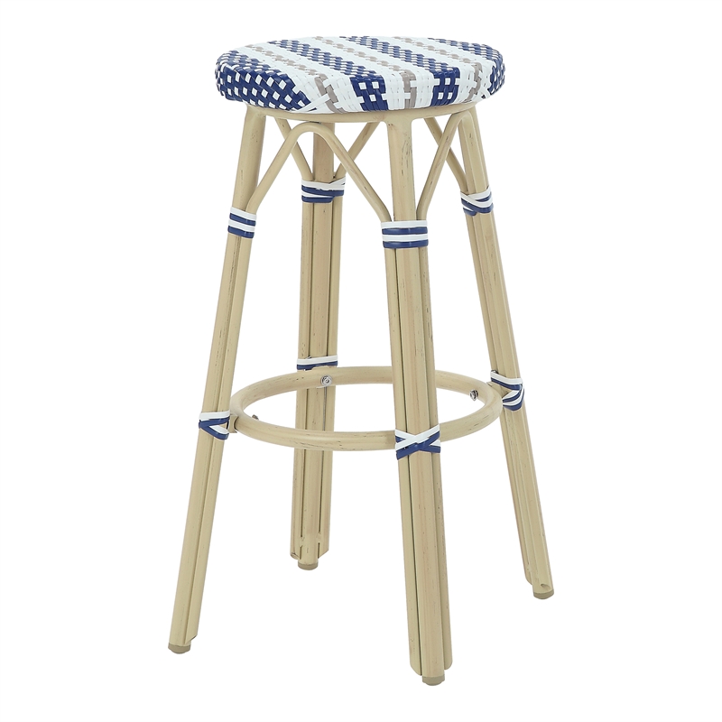 Furniture of America Binde Aluminum 30-inch Patio Barstool in Navy (Set of 2)