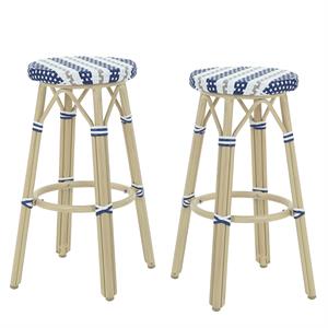 Furniture of America Binde Aluminum 30-inch Patio Barstool in Navy (Set of 2)