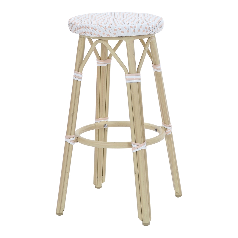 Furniture of America Binde Aluminum 30-inch Patio Barstool in White (Set of 2)
