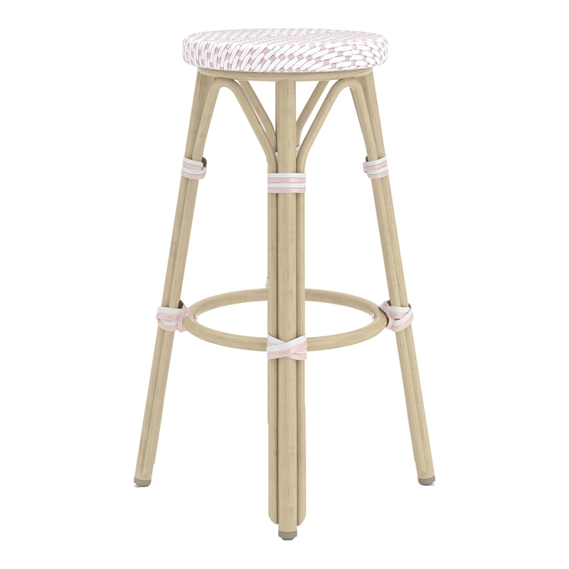 Furniture of America Binde Aluminum 30-inch Patio Barstool in White (Set of 2)