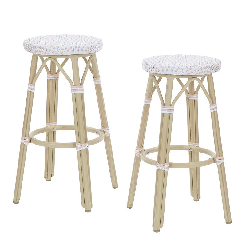 Furniture of America Binde Aluminum 30-inch Patio Barstool in White (Set of 2)