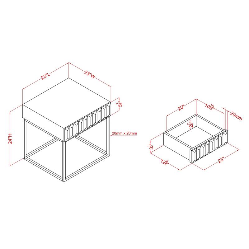 Furniture of America Giffore Metal 1-Drawer End Table in Antique Blue