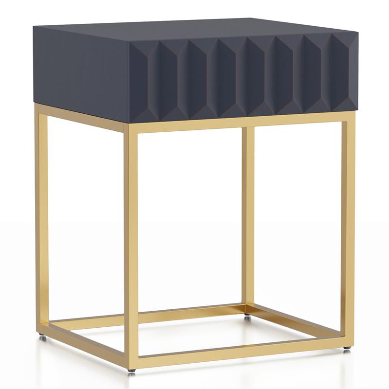 Furniture of America Giffore Metal 1-Drawer Side Table in Antique Blue