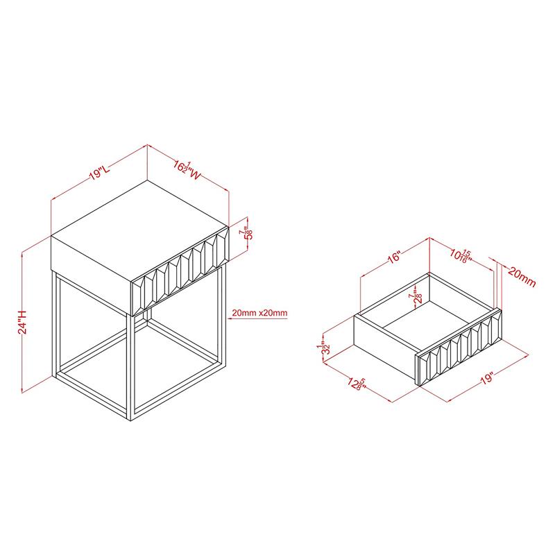 Furniture of America Giffore Metal 1-Drawer Side Table in Antique Blue