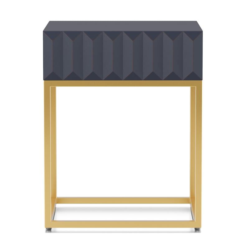 Furniture of America Giffore Metal 1-Drawer Side Table in Antique Blue