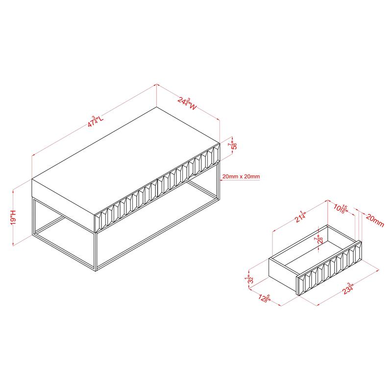 Furniture of America Giffore Metal 2-Drawer Coffee Table in Walnut