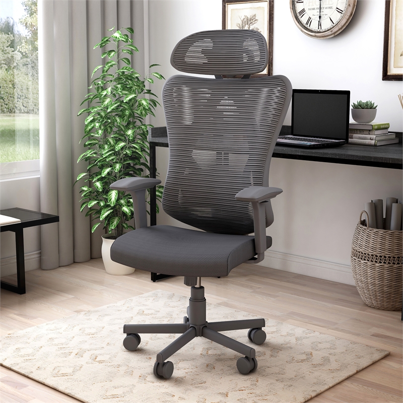 Furniture of America Domie Metal and Mesh Adjustable Office Chair in Black