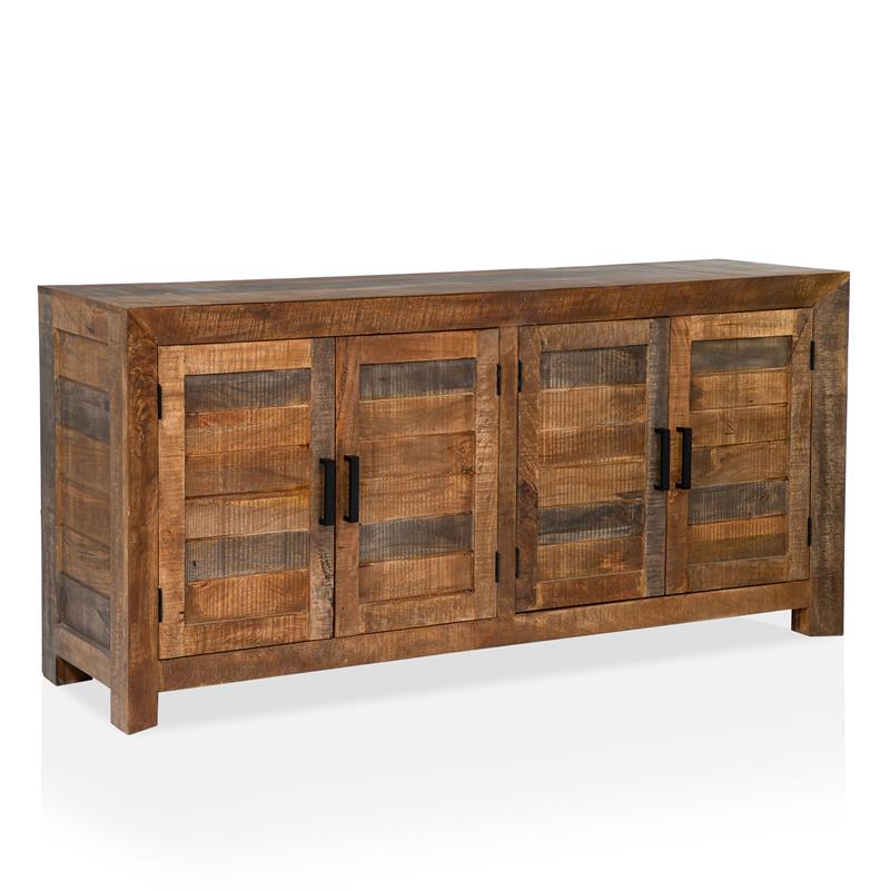 Furniture of America Altor Rustic Solid Wood 2-Cabinet Buffet in Natural Tone