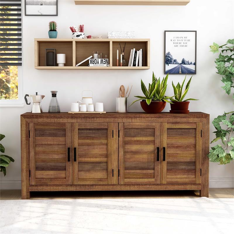 Furniture of America Altor Rustic Solid Wood 2-Cabinet Buffet in Natural Tone