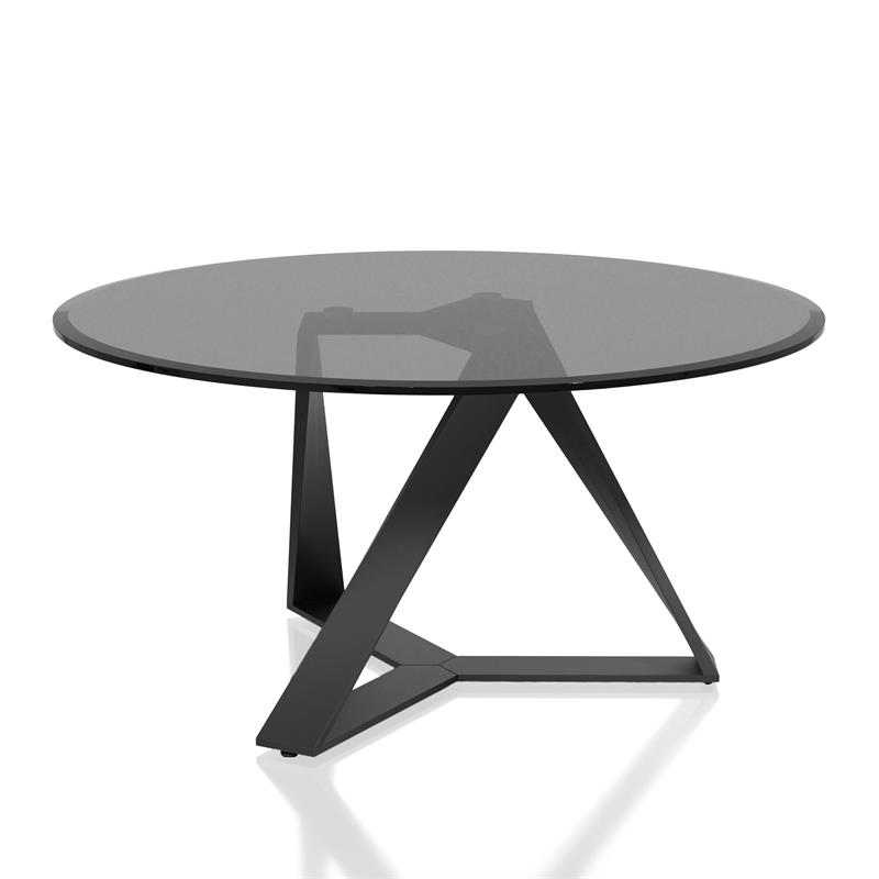 Furniture of America Hetra Contemporary Glass Top Coffee Table in Black