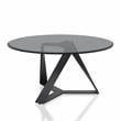 Furniture of America Hetra Contemporary Glass Top Coffee Table in Black